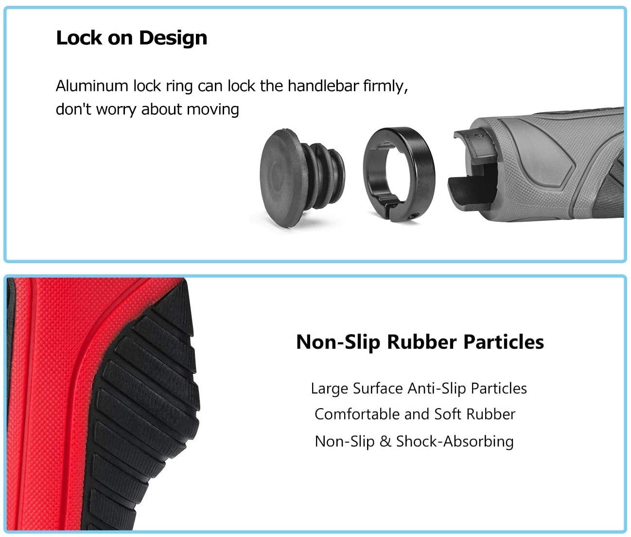 ROCKBROS Bike Grips Bicycle Double Lock-on Ergonomic Non-Slip Handlebar Grips