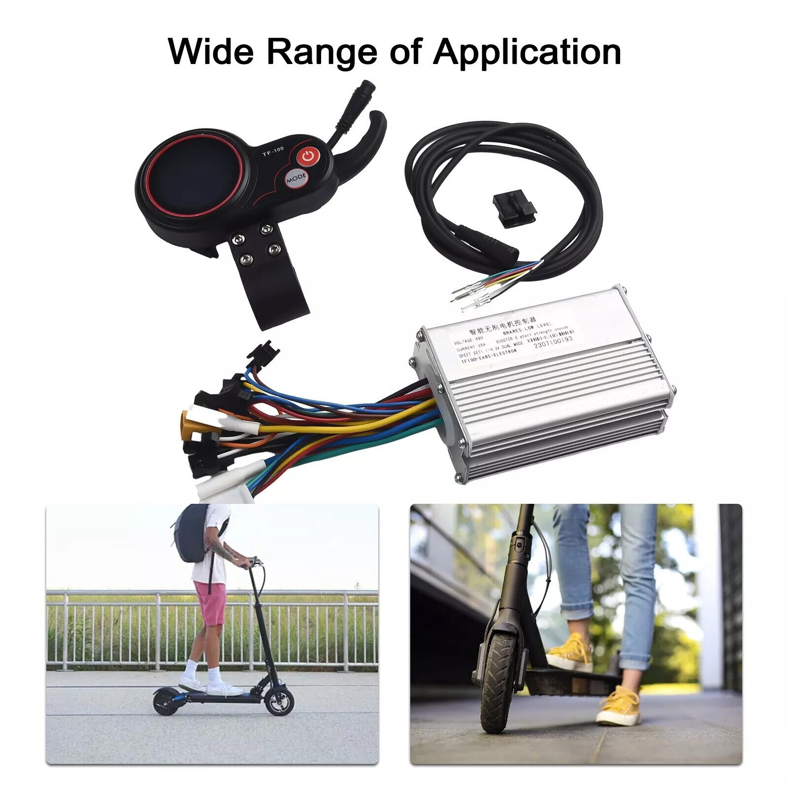 LCD Display + 6 Pin Cable For Scooter+ 1200W 48V-25A Brushless Motor Controller