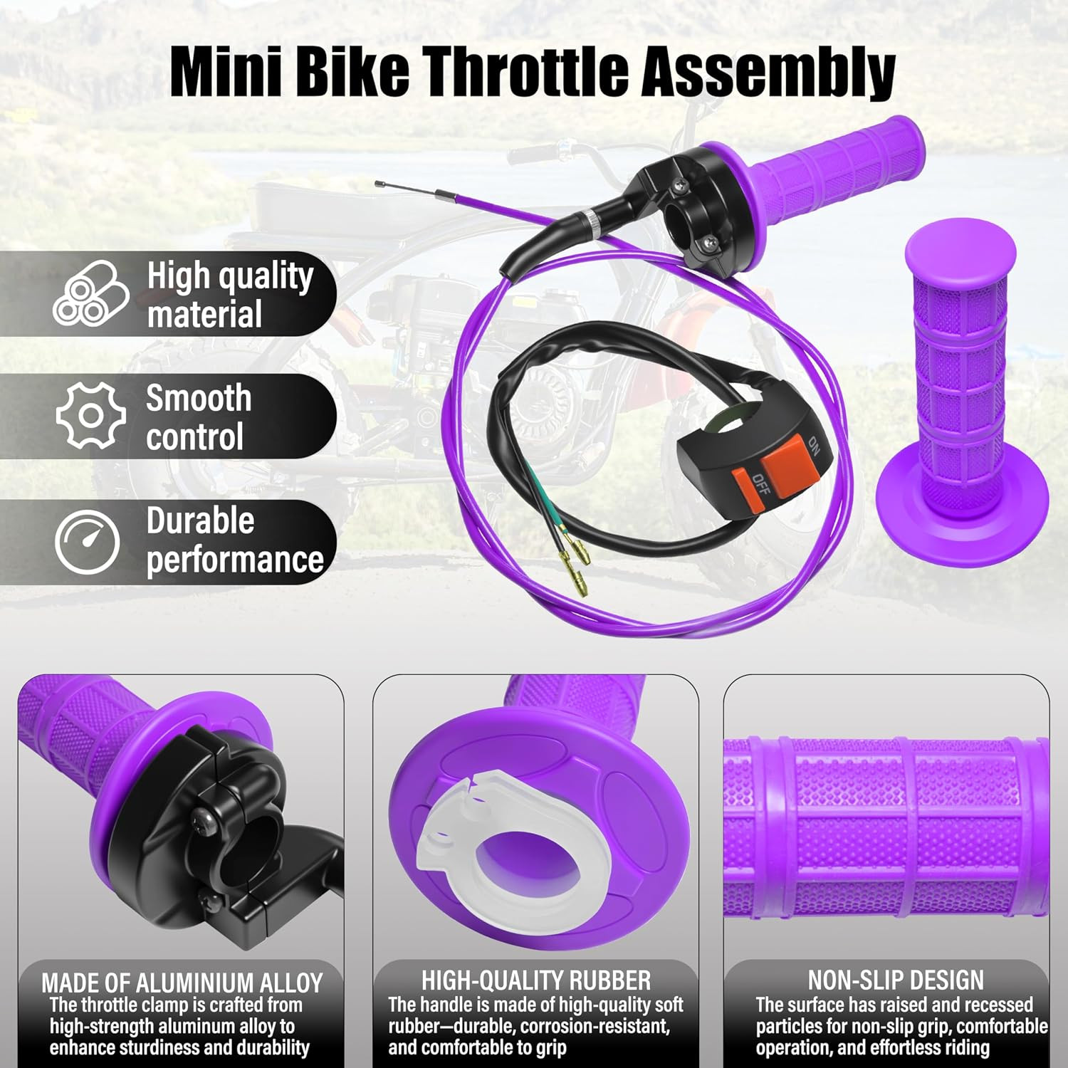 Universal Mini Bike Throttle Assembly&Cable Kit | Direct Replacement for Coleman
