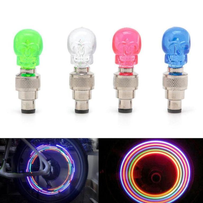 Bulk Lot SKULL LED VALVE BIKE LIGHTS NIGHT cycling bicycle flash tire safety