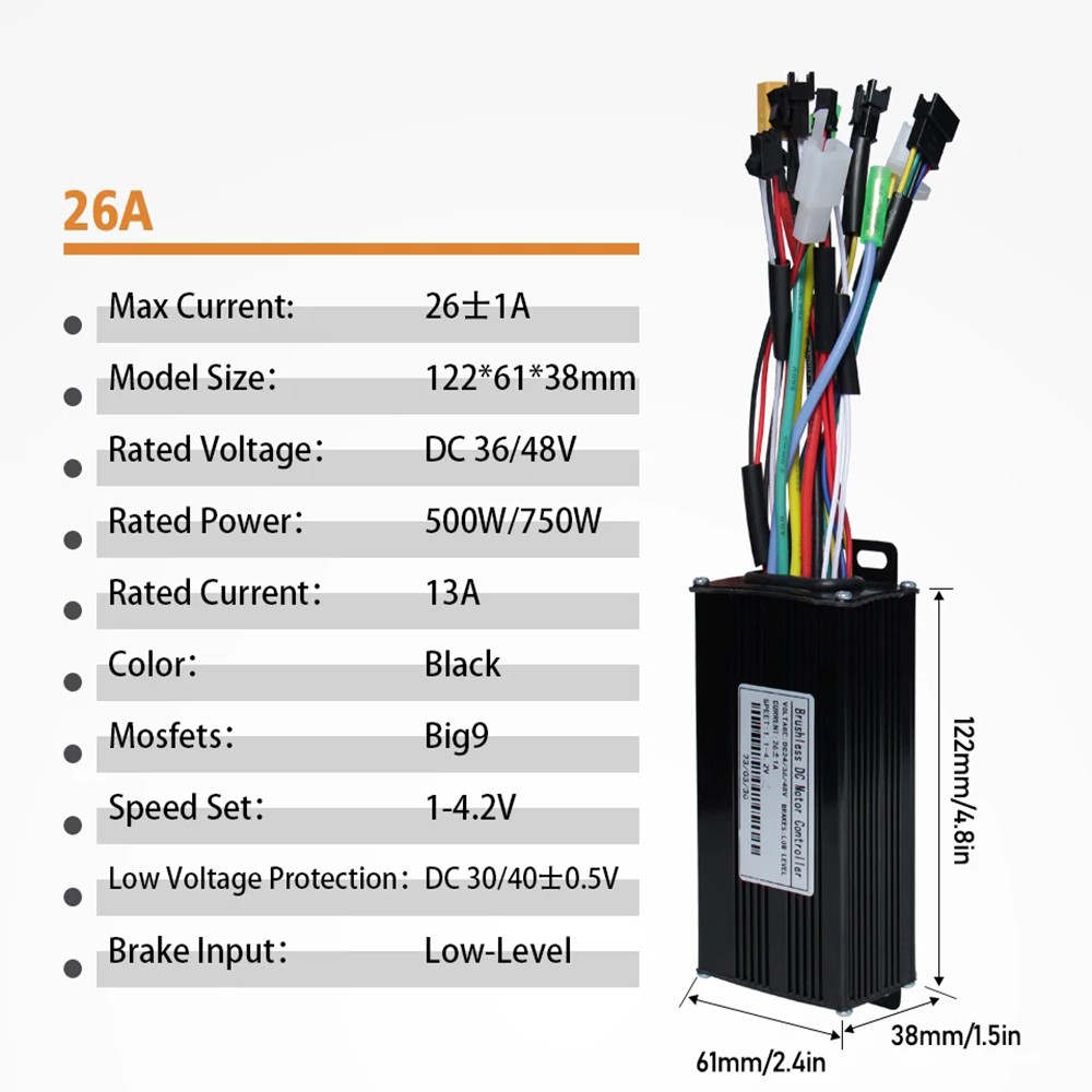 E-bike Three-Mode Sine Wave Controller 24V-48V 17/26/30/40A with LCD Display Set