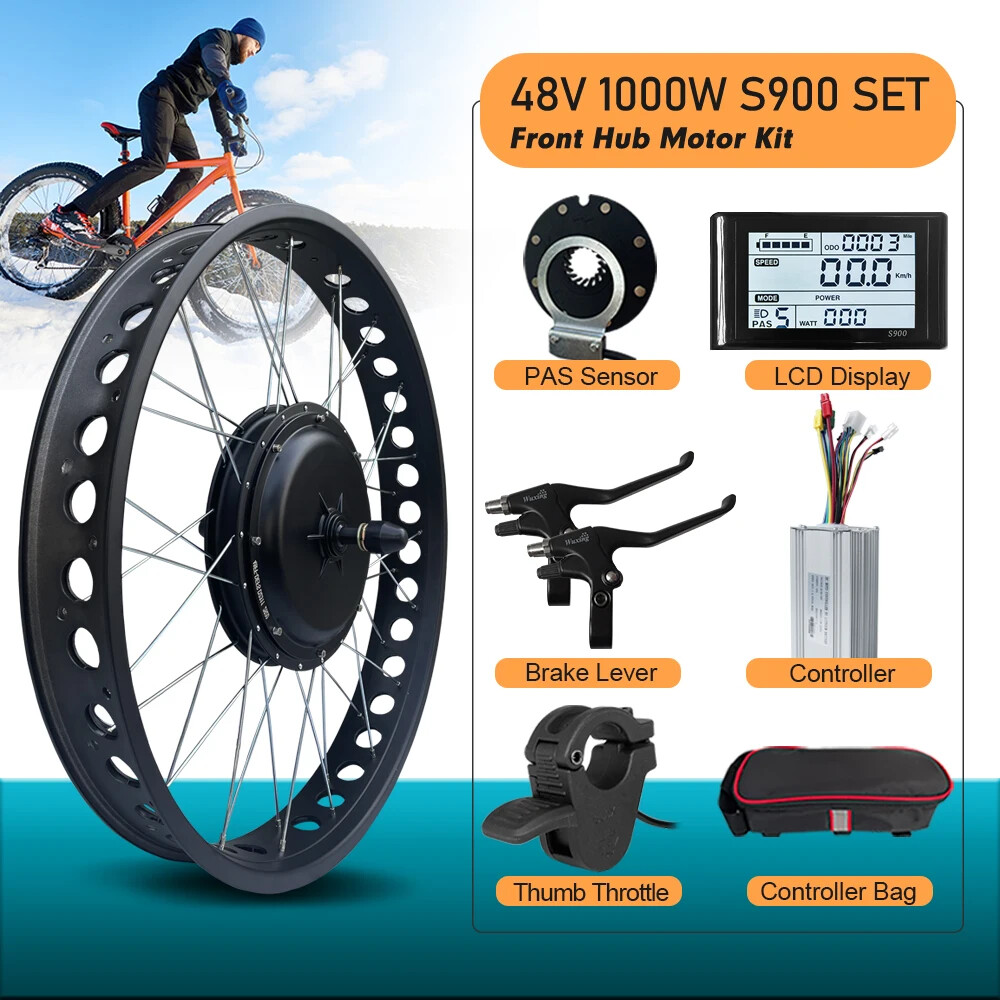 1000W 20/24/26Inch Snow Fat E-bike Motor Kit Brushless Gearless Front Hub Motor