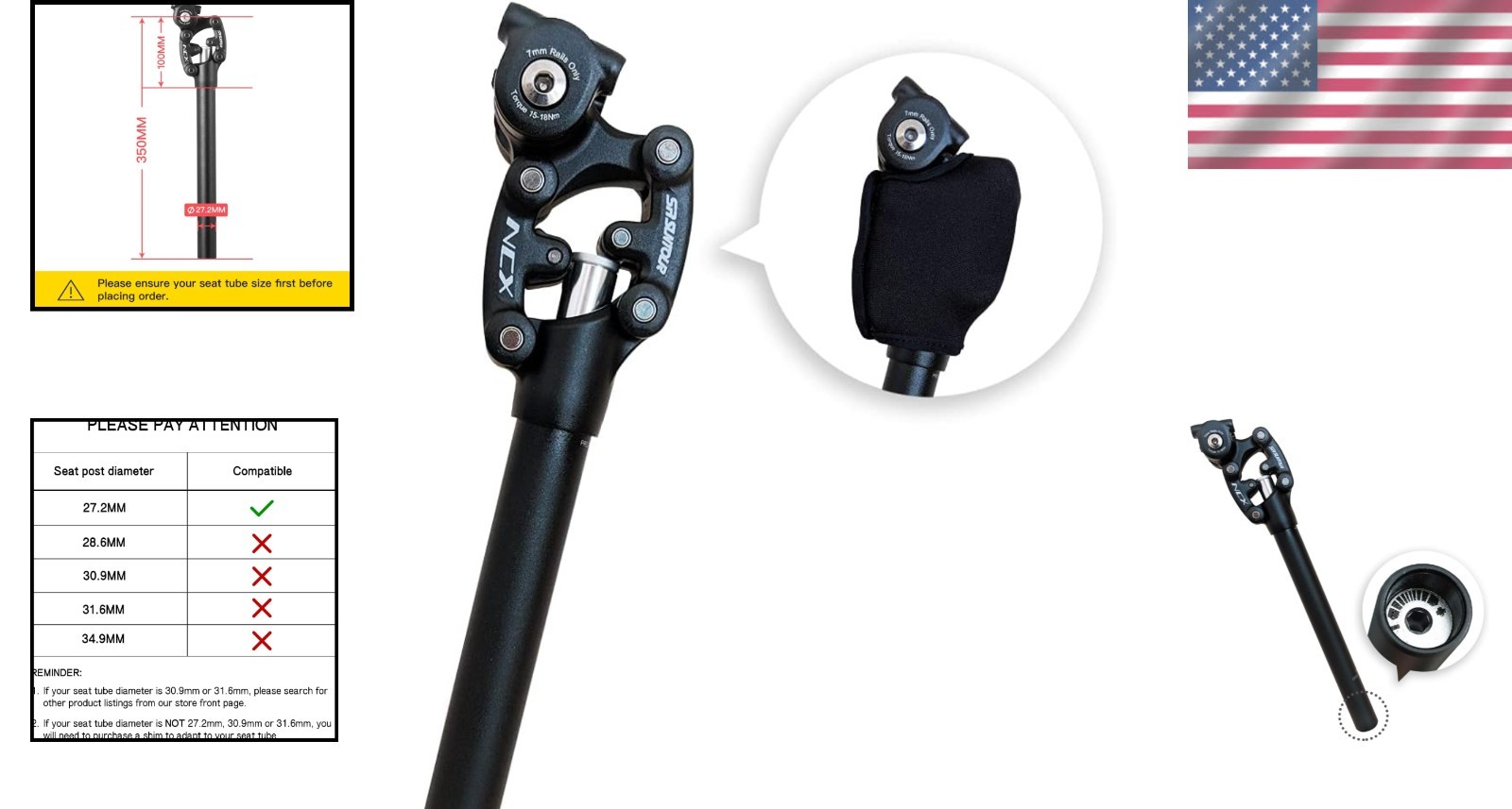 Adjustable Suspension Seatpost – 27.2mm Diameter