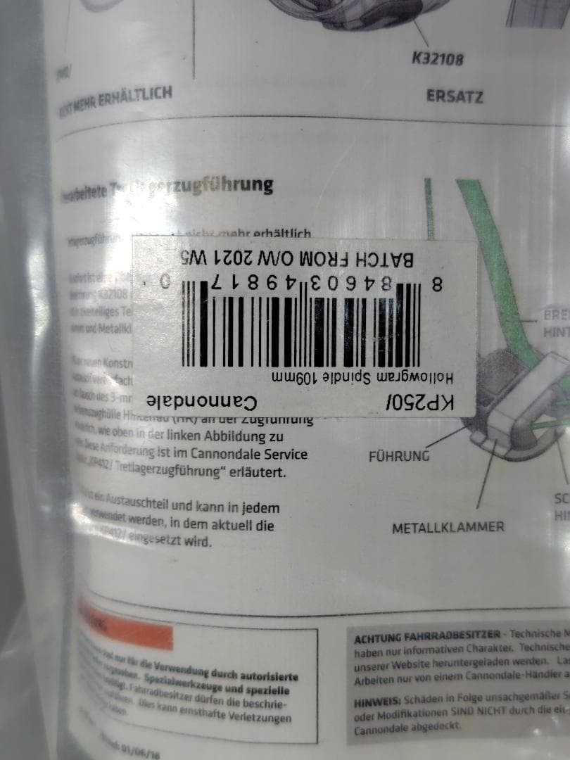 dale Hollowgram Spindle 109mm BB30 Bearing