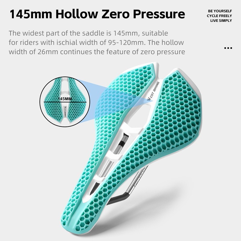 WEST BIKING Bicycle Saddle 3D Honeycomb Hollow Racing Bike Seat Cushion Green