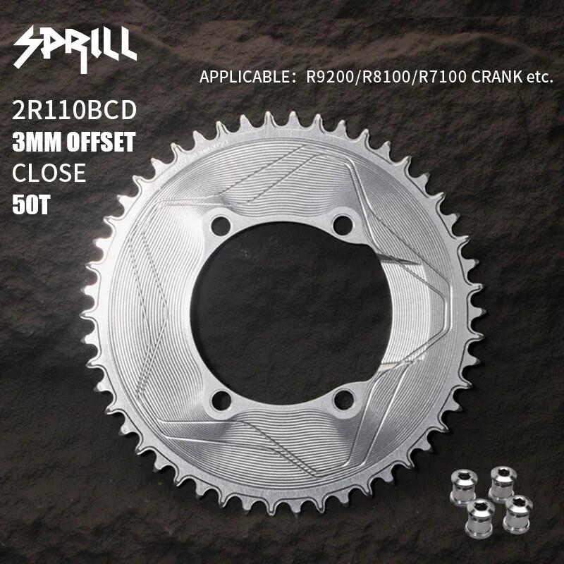 Aero Ultralight 110BCD Bike Chainring 3mm Offset 40-50T Closed Single ChainWheel