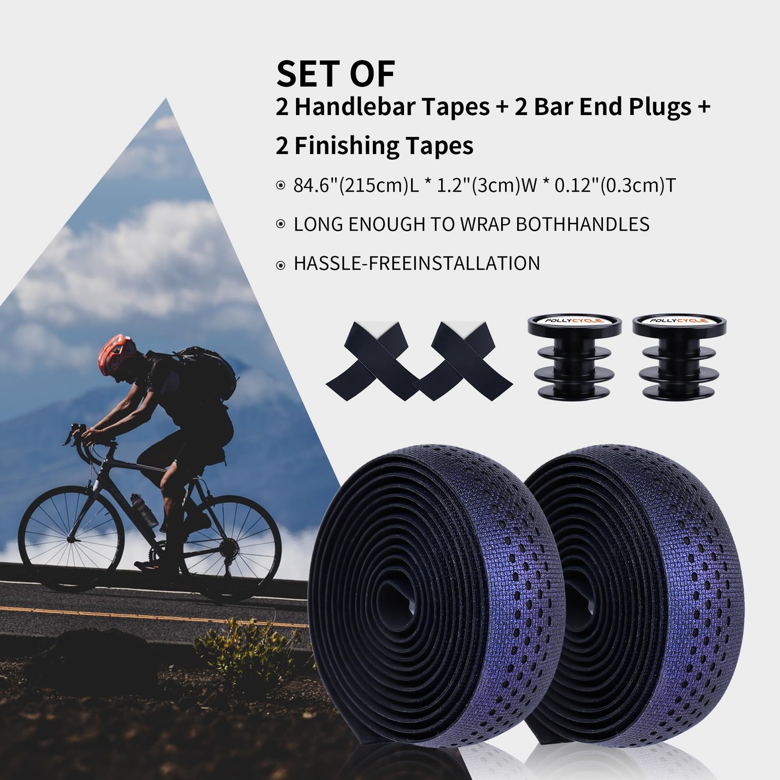 1 Pair Bike Handlebar Tape – Non-Slip & Stain-Resistant Bar Tape, Shock Absor…