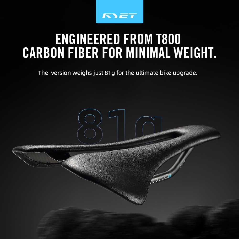RYET Carbon Bike Saddle 81g/87g Leather Surface Road, MTB & Gravel Racing Seat