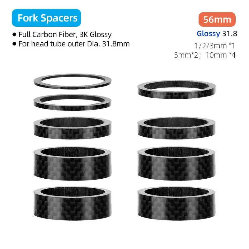 31.8Mm Fork Headset Carbon Spacers MTB Bicycle Handlebar Stem Rise up Adjust Was