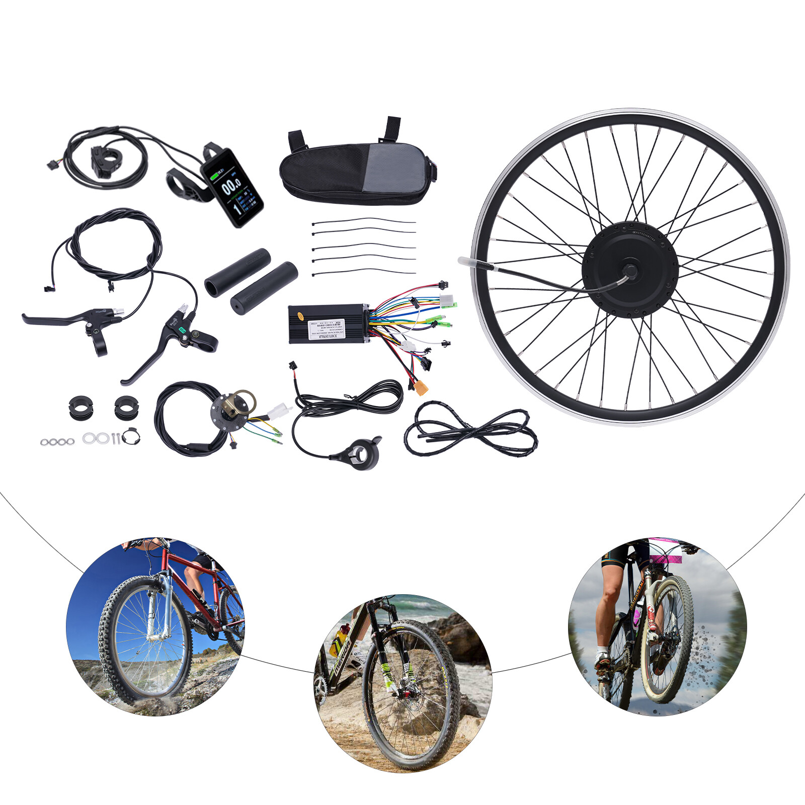 24 inch 36V 500W Electric Bicycle Wheel Motor Conversion Kit E-Bike Cycling LCD