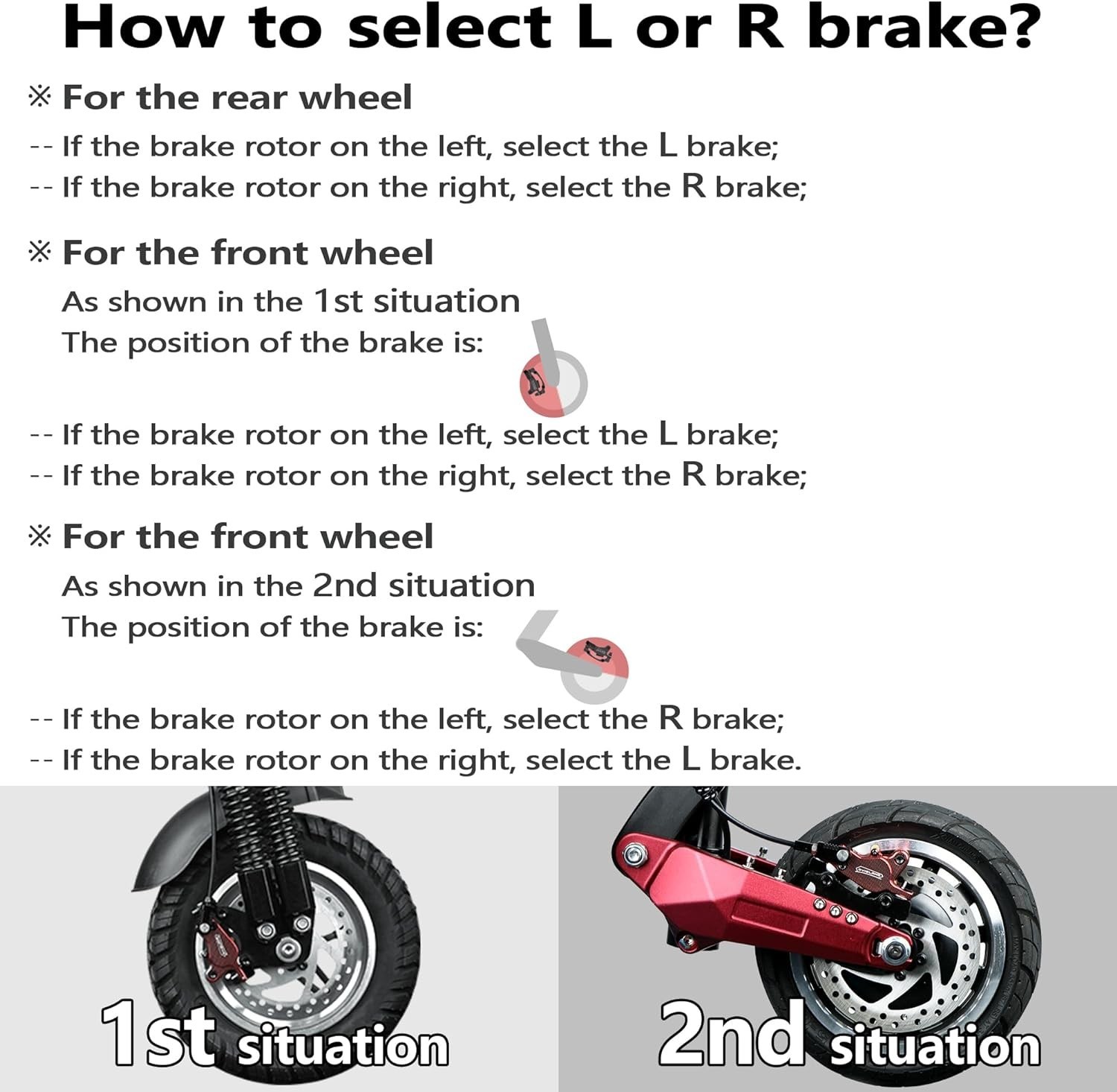 Hydraulic Disc Brakes Set 2-PIN/Power-Off Electric Scooter/E-Scooter L-R Black