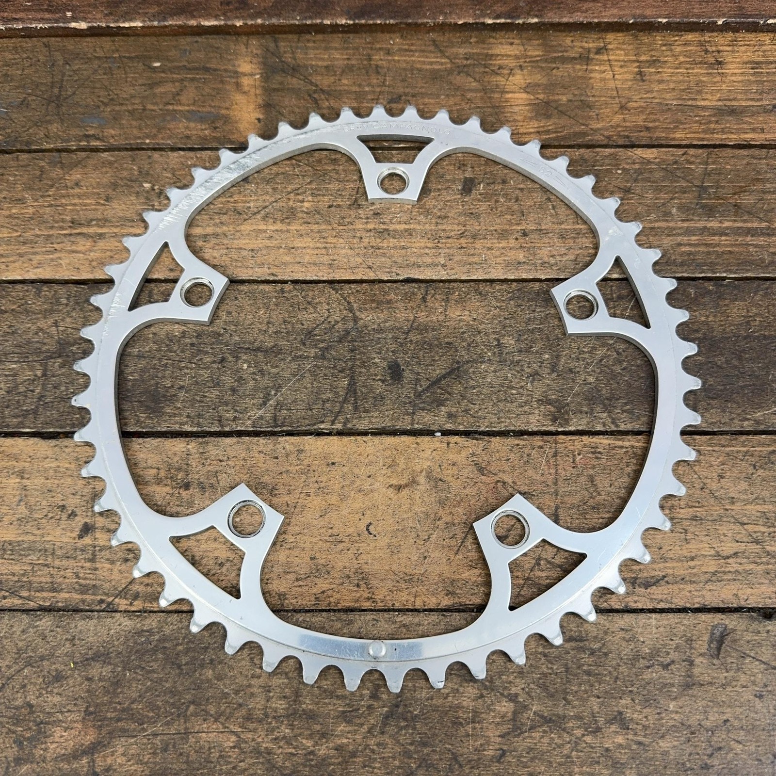 Vintage Campagnolo 52T Chainring 144 BCD 5-Arm Silver Road Bike 1980s 52 Tooth