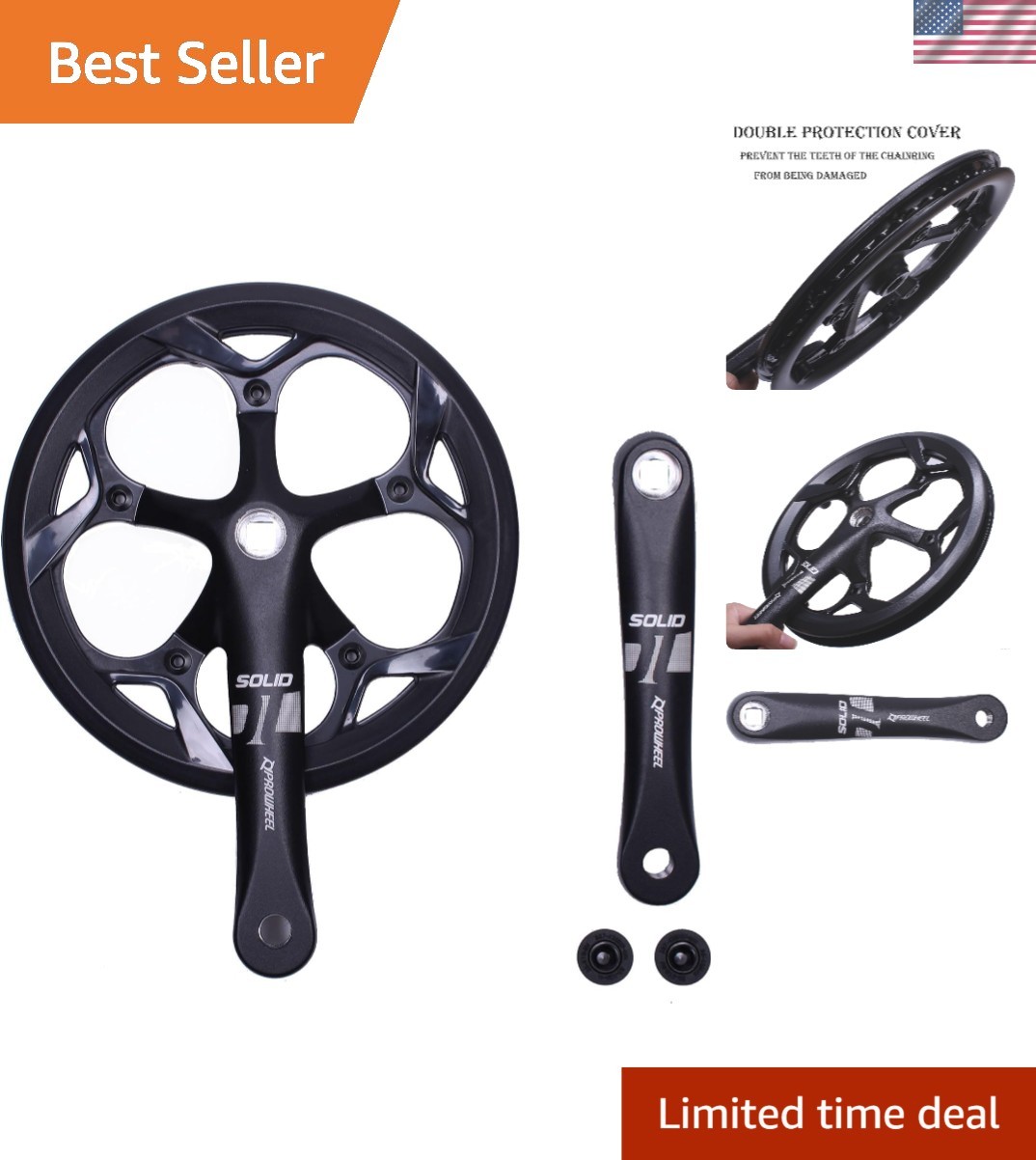 130MM BCD 52T Bike Crankset,165MM/170MM/172.5MM/175MM Crank Arm Set,ChainWhee…