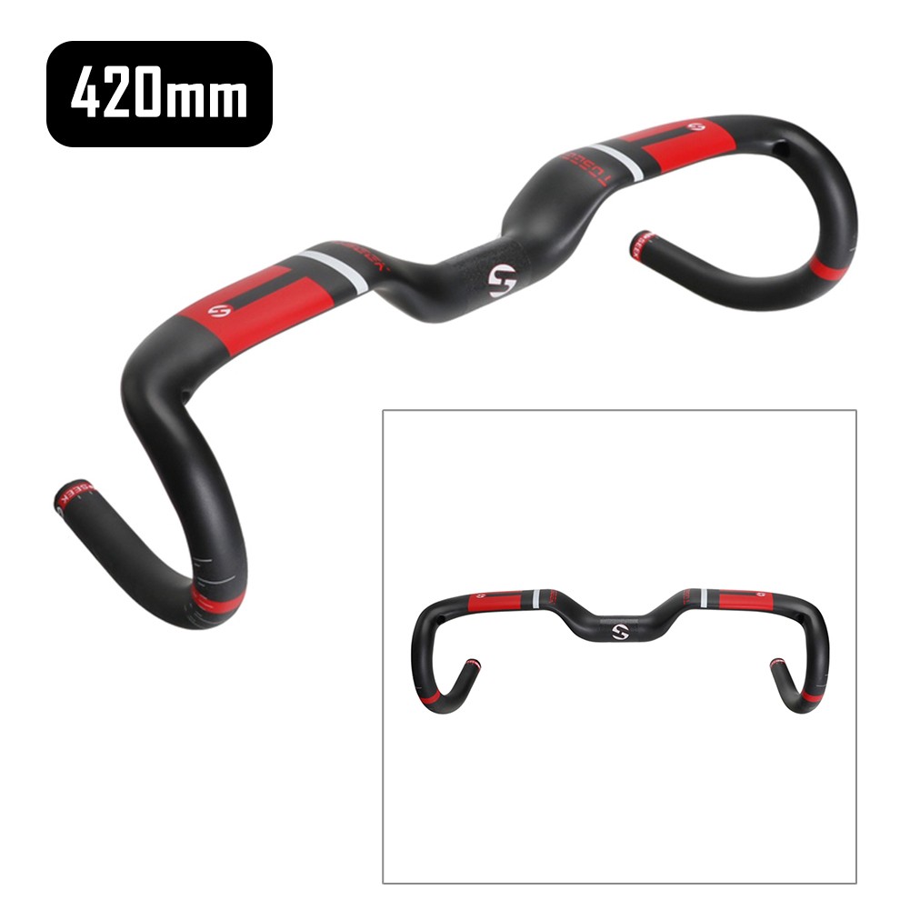 TOSEEK Carbon Fiber Road Bike Rise Handlebar Racing Drop Bar Handlebars 31.8mm