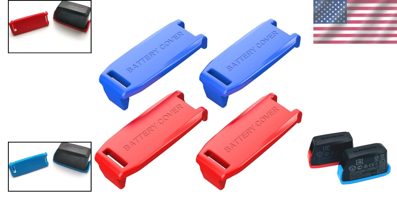4-Pack Rechargeable Battery Covers for SRAM AXS/eTap – Color-Coded Protection
