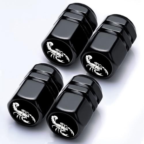 4Pack Tire Valve Stem Cap Car Accessories Aluminum Alloy Rust Scorpion Black