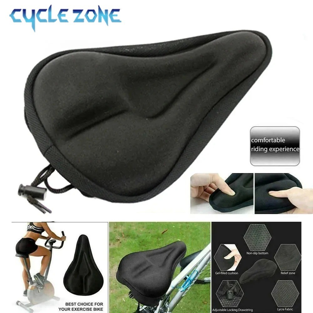 Soft Padded Bicycle Wide Seat Cover Gel Cushion Sporty For Mountain Bike Saddle