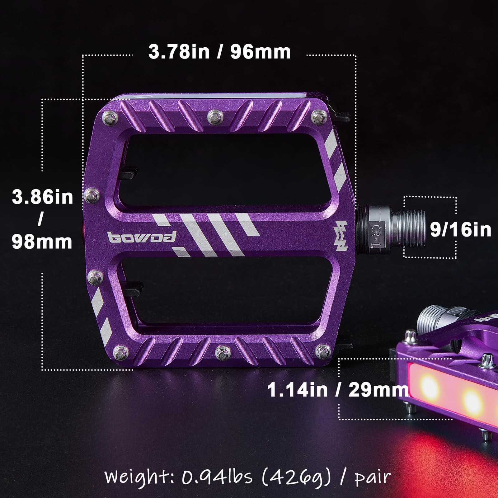 Bike Pedals in 5 Modes Lights, USB Rechargeable, Waterproof, CNC Aluminium Re…