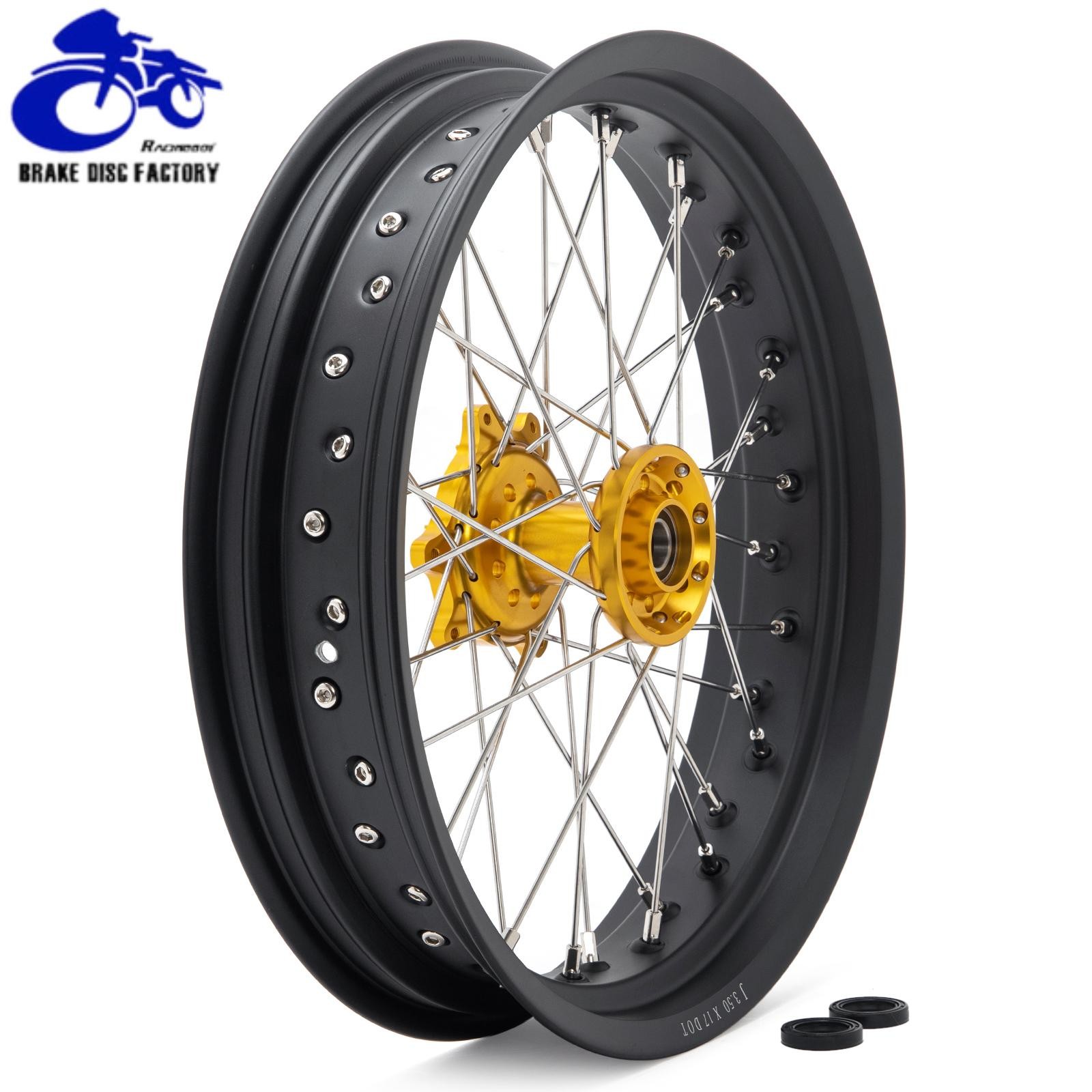 17*3.5/17*4.25 Spoked Wheel Gold Hub Set For SURRON UB Ultra Bee Supermoto eBike