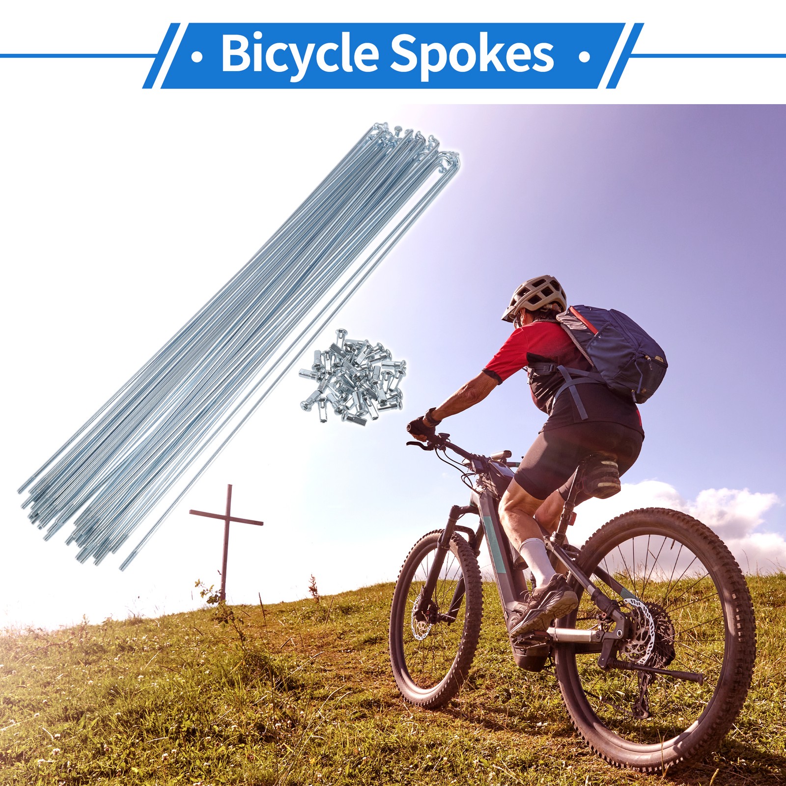 1 Set 12G 278mm Length Bicycle Spokes Nipple Carbon Steel Galvanized Universal