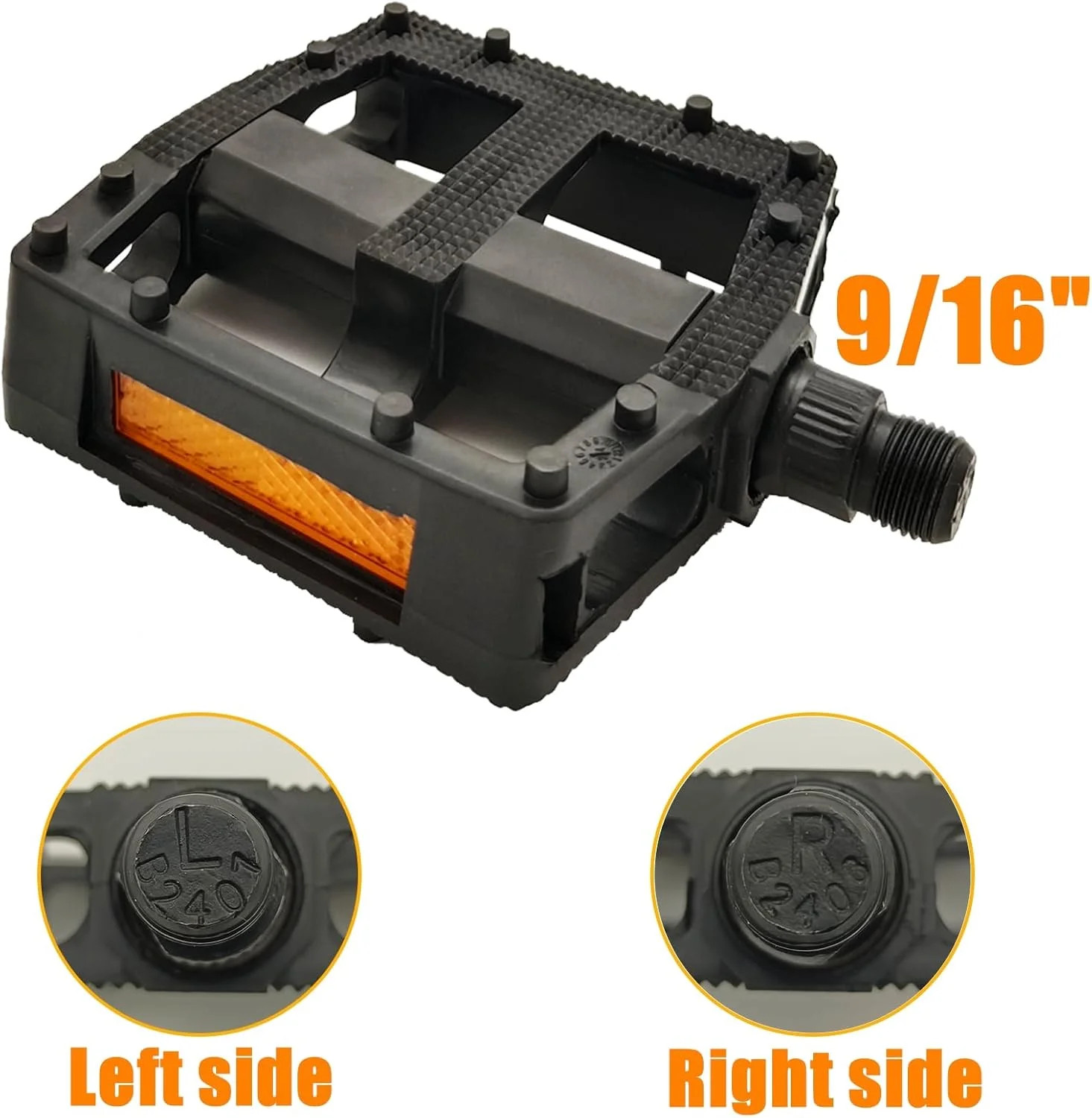 Bike Pedals, 9/16″ Non-Slip Bike Pedals with Reflectors, Bicycle Pedals for Road