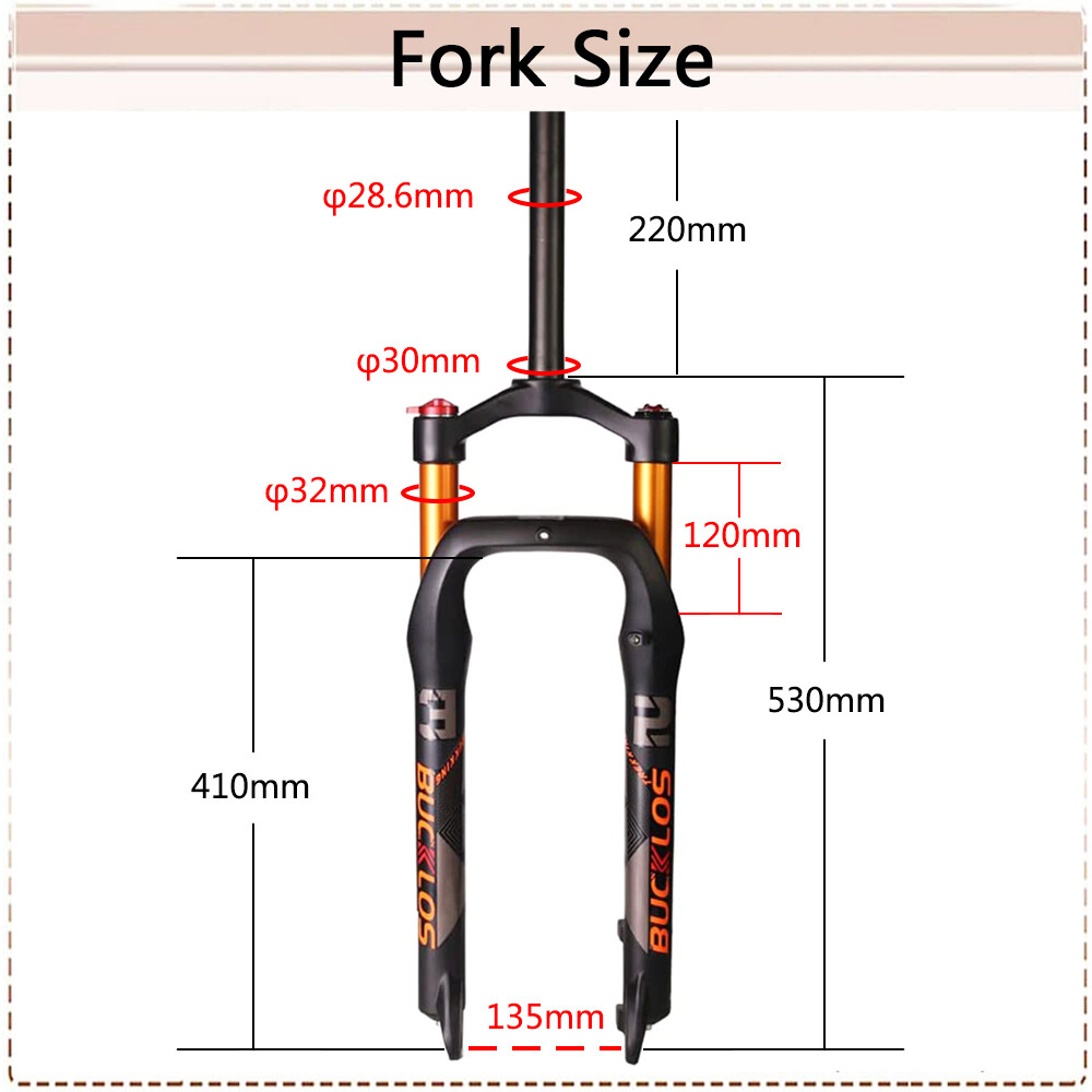 26″ Fat Bike Air Suspension Fork 4.0 Tire MTB/Beach/Snow Bicycle 1-1/8 Fork Disc