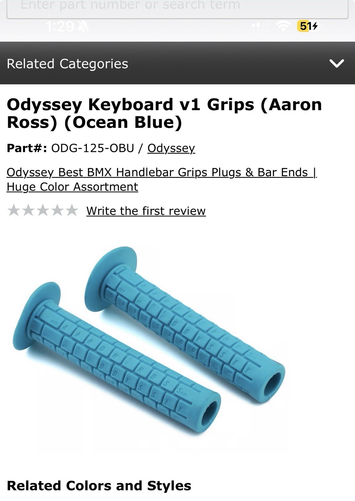 ODYSSEY Aaron Ross Signature Keyboard GRIPS – v1, 158mm (w/FLANGE) – OCEAN BLUE