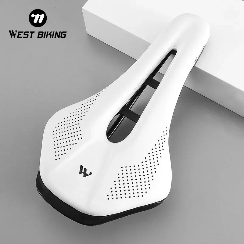 Road Bike Saddle Short Nose Hollow Ergonomic PU Leather Cushion Seat 340g