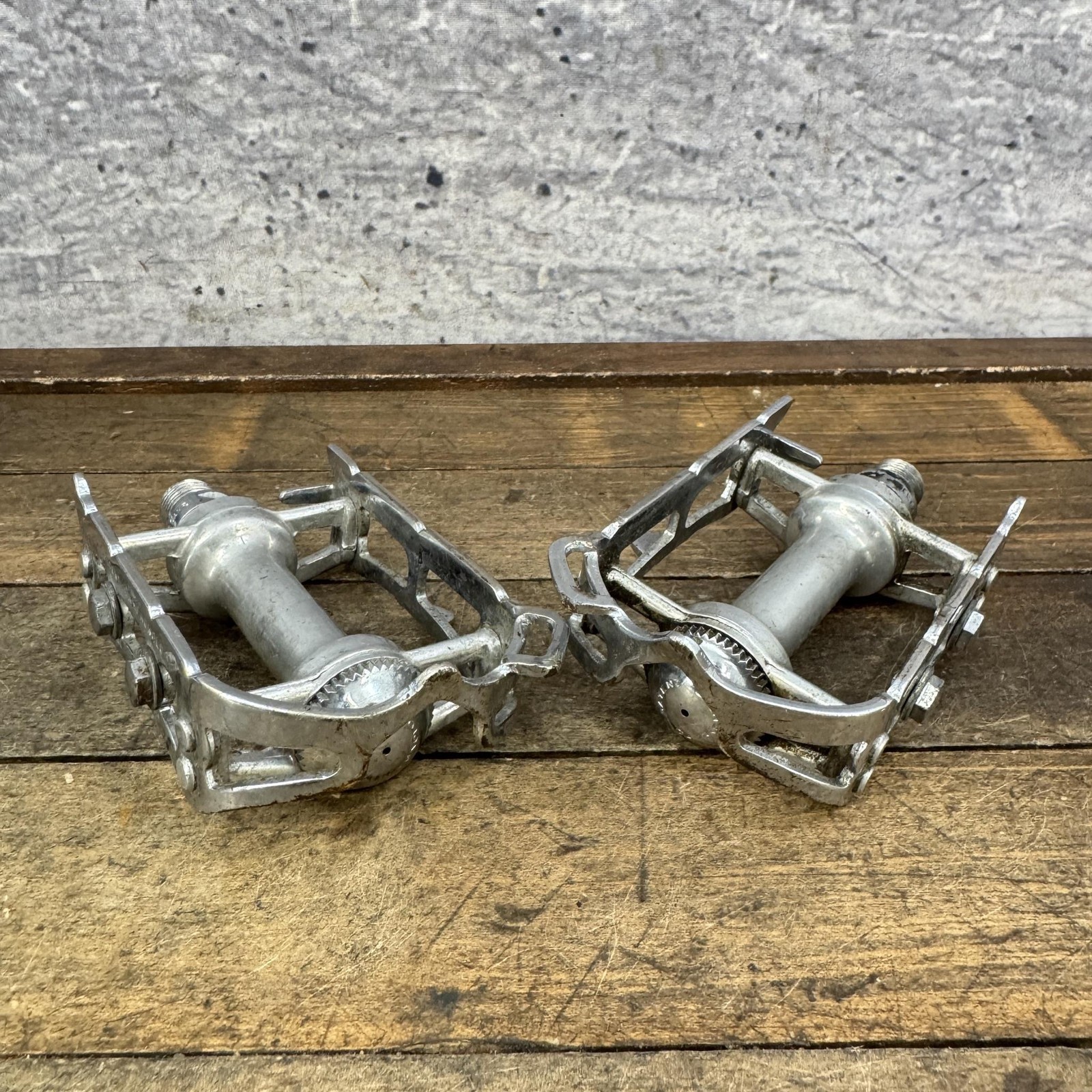 Vintage Campagnolo Record Pedals 9/16 In Silver Quill Road Bike Italy Eroica