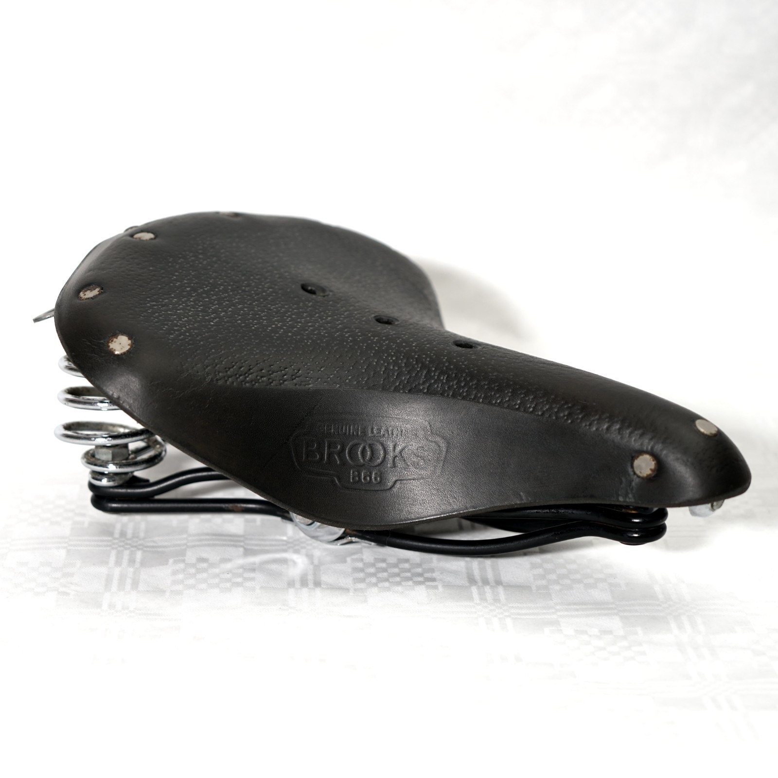 Vintage Brooks B66 Black Leather Bicycle Saddle Suspension Saddle Made in England