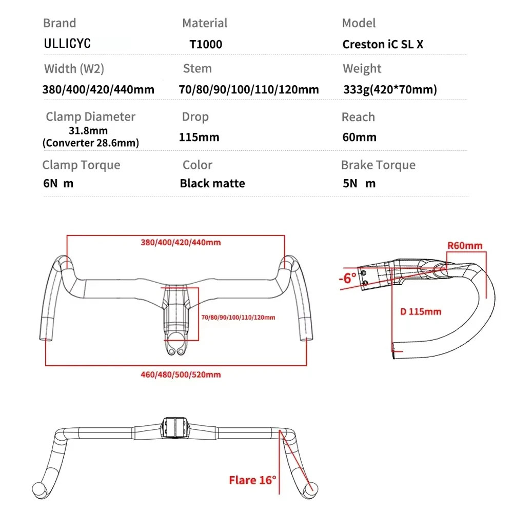 Carbon Integrated Cable Routing Gravel Road Bicycle Cockpit Di2 Handlebar
