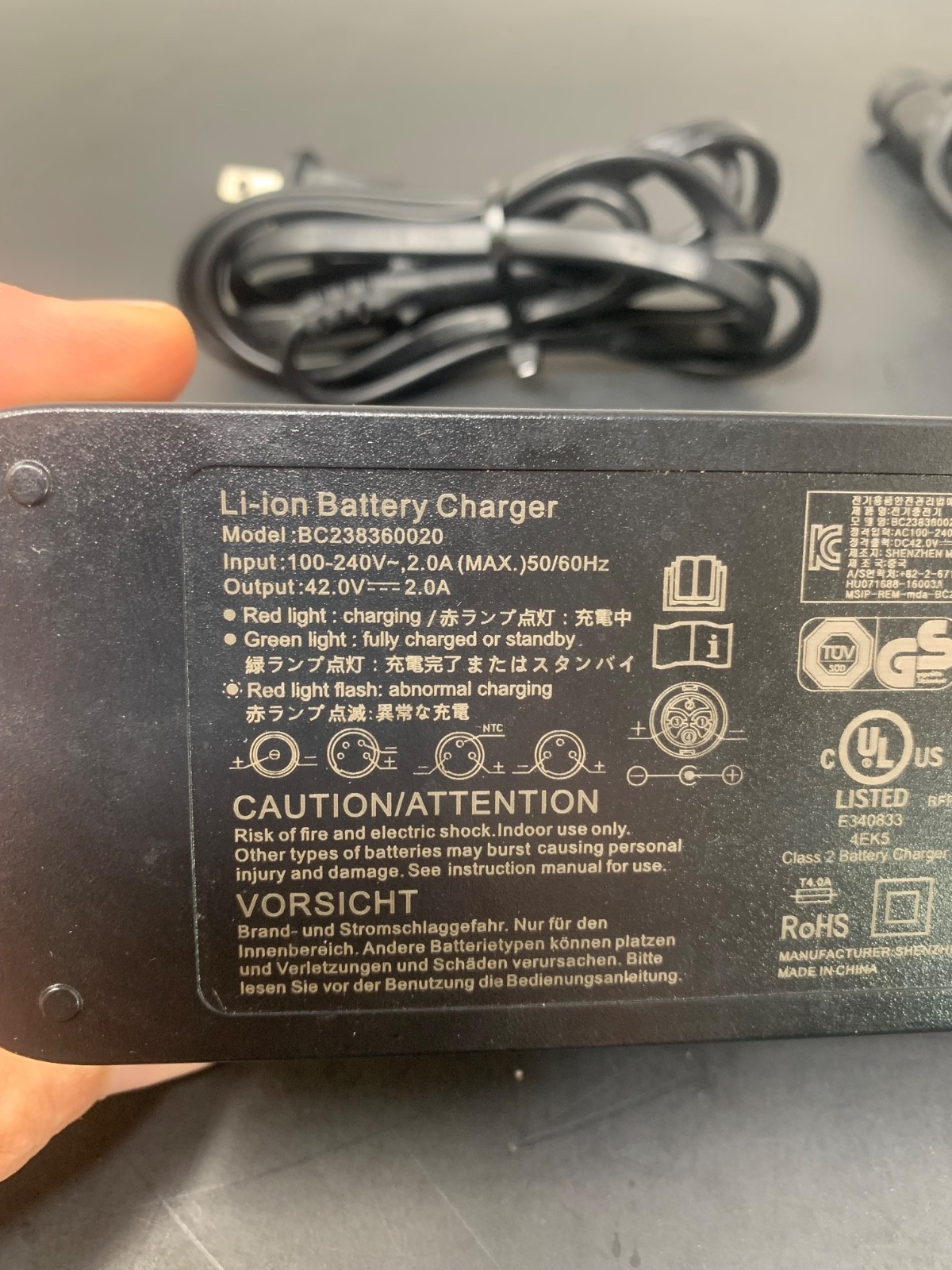 EBikeMotion MDA 42V 4.0A Li-ion Battery Charger BC222360040 UL 1012 New