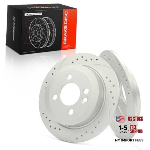10.19 inch (259mm) Rear Drilled and Slotted Disc Brake Rotors Compatible with