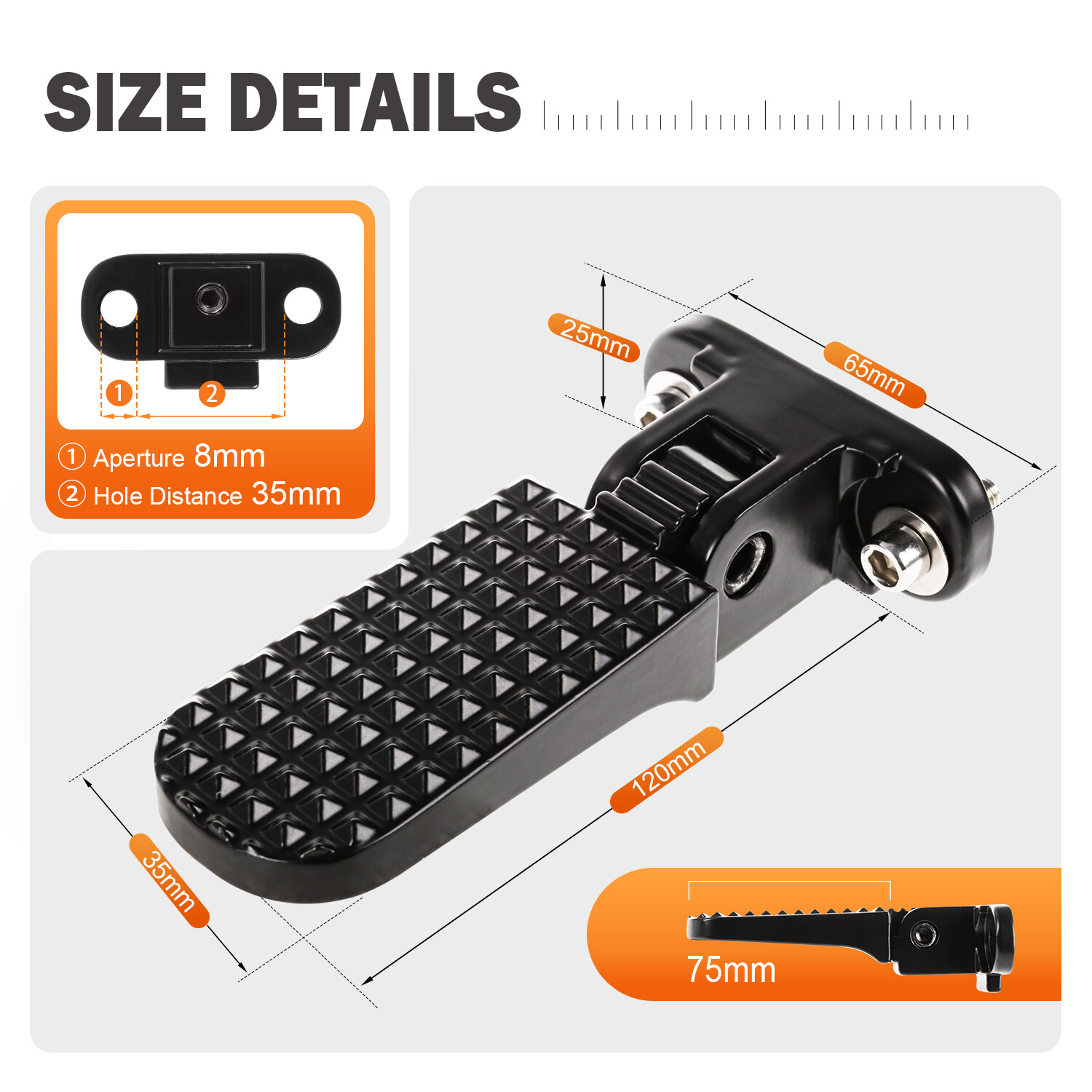 2pcs Bike Rear Footrest Foot Peg Pedal Bicycle Pedal Black For M-60, M-66, M-70