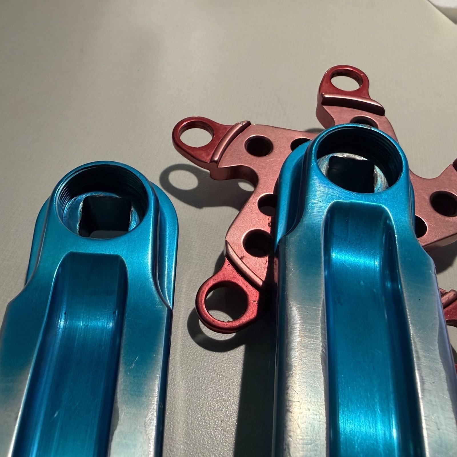 Kooka Crankset Blue Arms Red Spider 94/58 BCD Vintage MTB USA Anodized