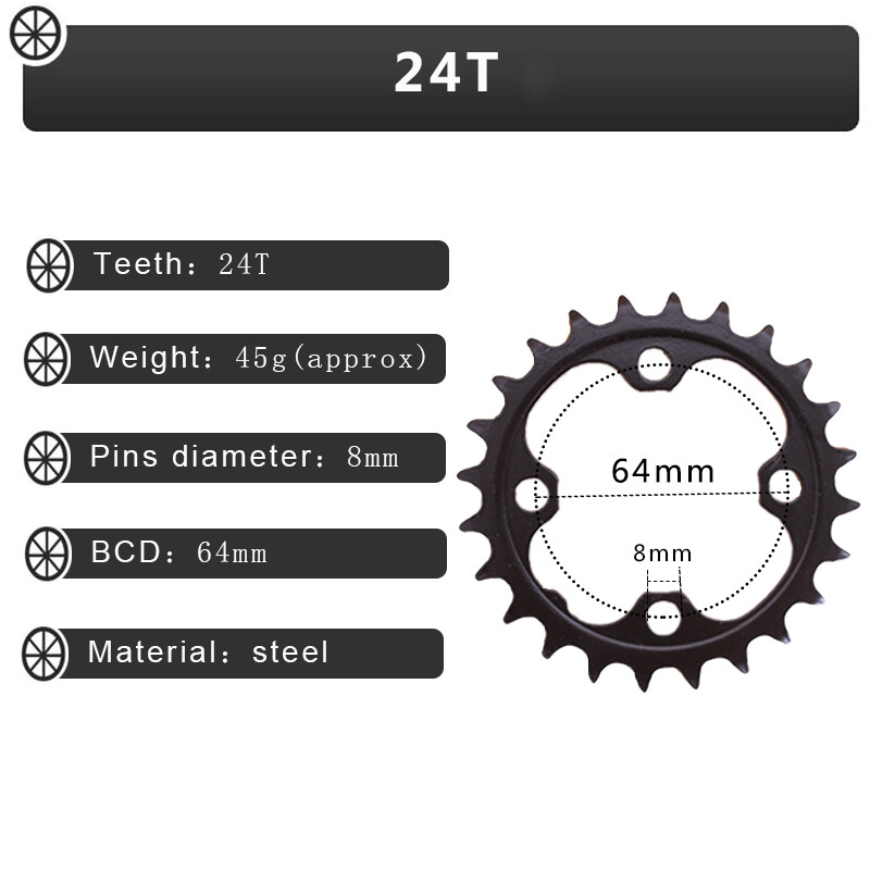 104/64BCD 24/26/32/38/42T Double/Triple Speed Chainring Mountain Bike Crankset