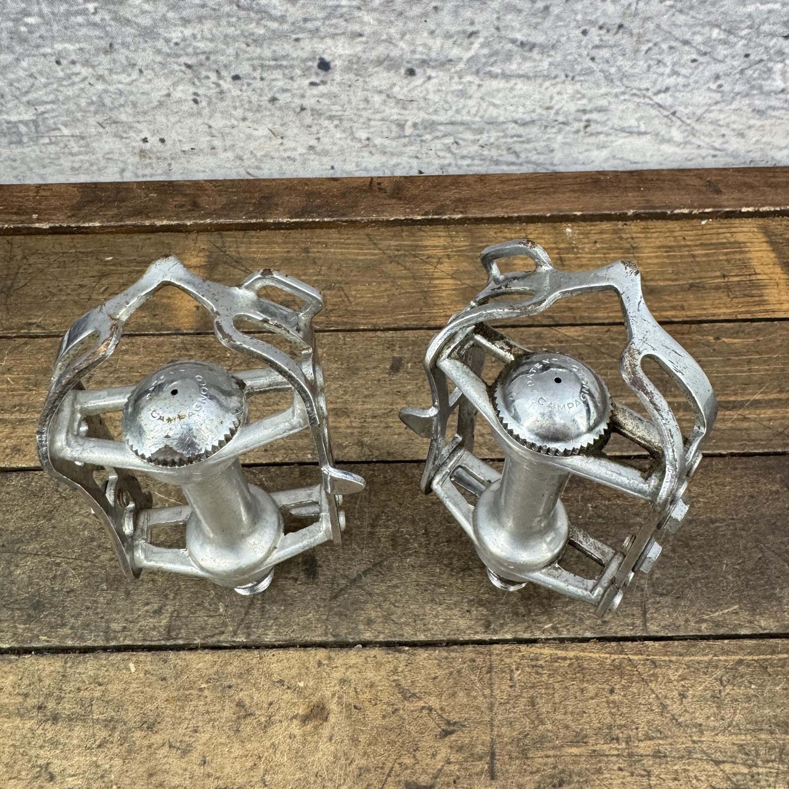 Vintage Campagnolo Record Pedals 9/16 In Silver Quill Road Bike Italy Eroica