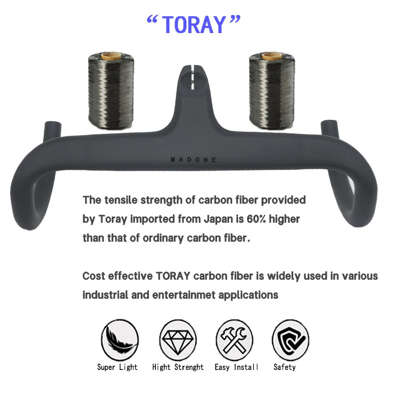 Carbon 400-440mm Internal Wiring Integrated Drop Bar 28.6mm with Bike Spacer