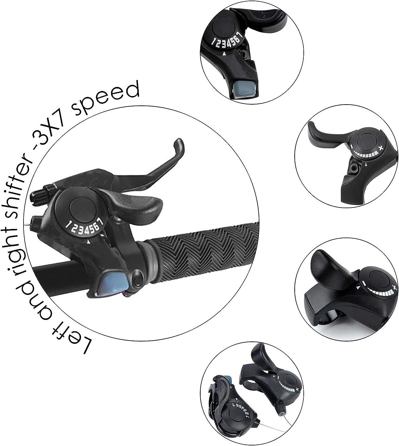 2Pcs 21 Speed Shifter for MTB Mountain Road Bicycle Shifter Bike Thumb Gear Set