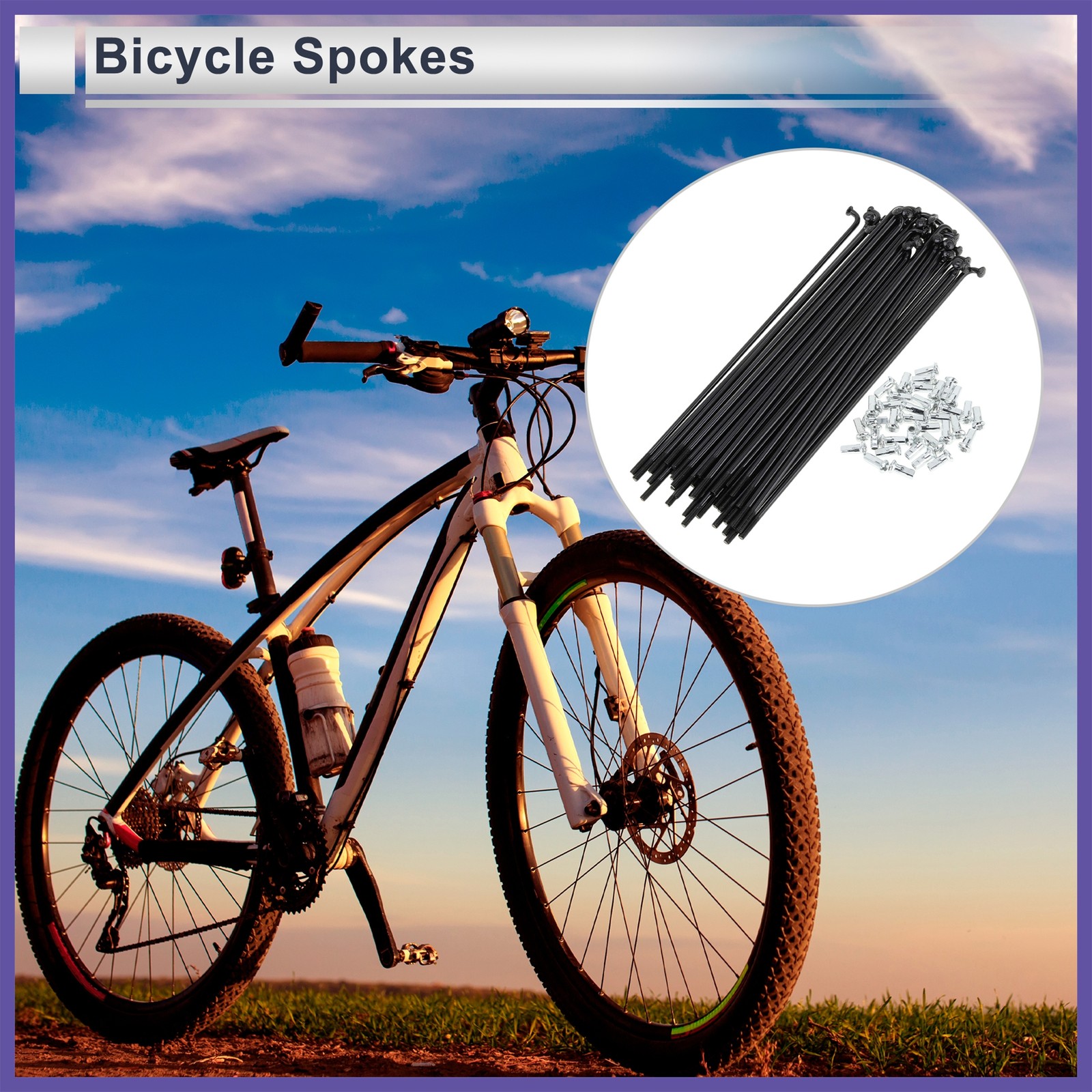 1Set 12G 159mm Length Bicycle Spokes Nipple Carbon Steel Black Universal