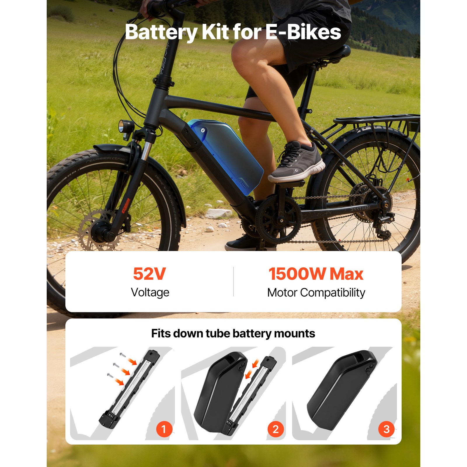 Uimoso 52V 20Ah Electric Bike Lithium Battery for 1500W Motor with BMS