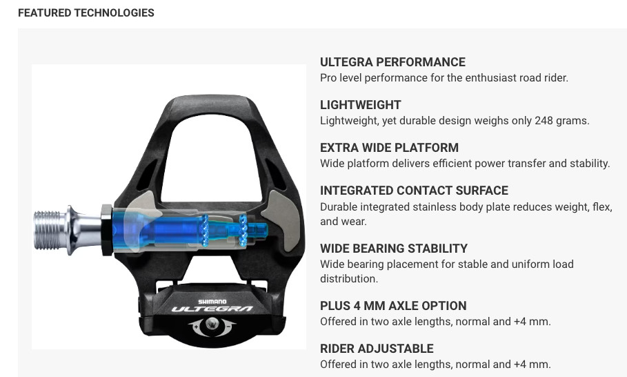 Shimano ULTEGRA SPD-SL Pedal PD-R8000 CFRP Body 248g Single Side Type Pair