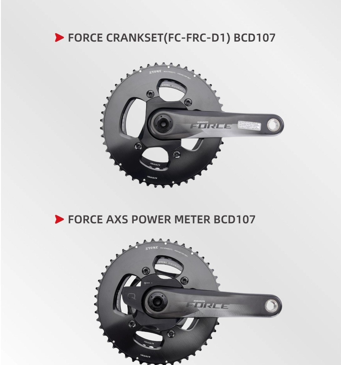 Stone BCD107 Double Chainring for Sram Force ETAP AXS 12 Speed Flattop Chain