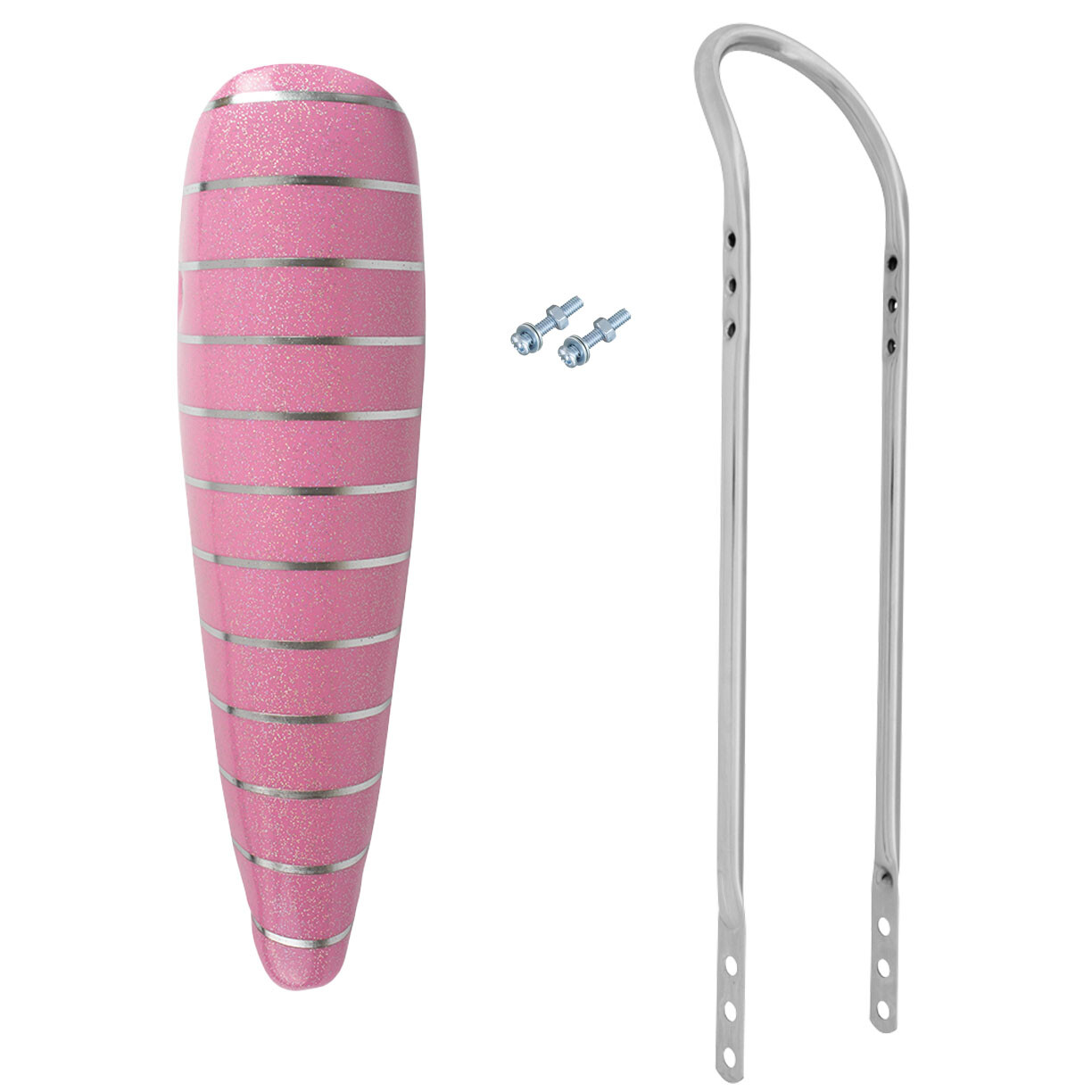 20″ Original OG LOWRIDER Pink/Silver BANANA SEAT W/Chrome SissyBar FOR 20″ Bicyc