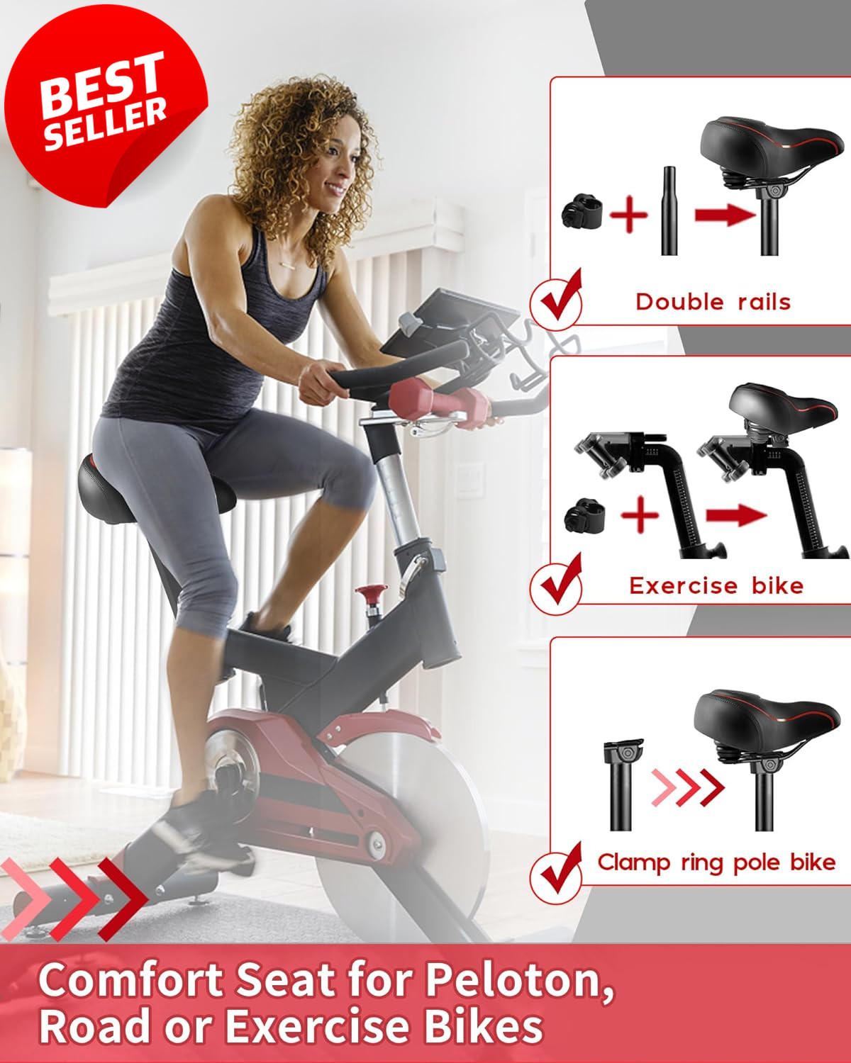 Oversized Bike Seat Cushion Extra Wide Comfort Saddle Peloton Road Electric – US