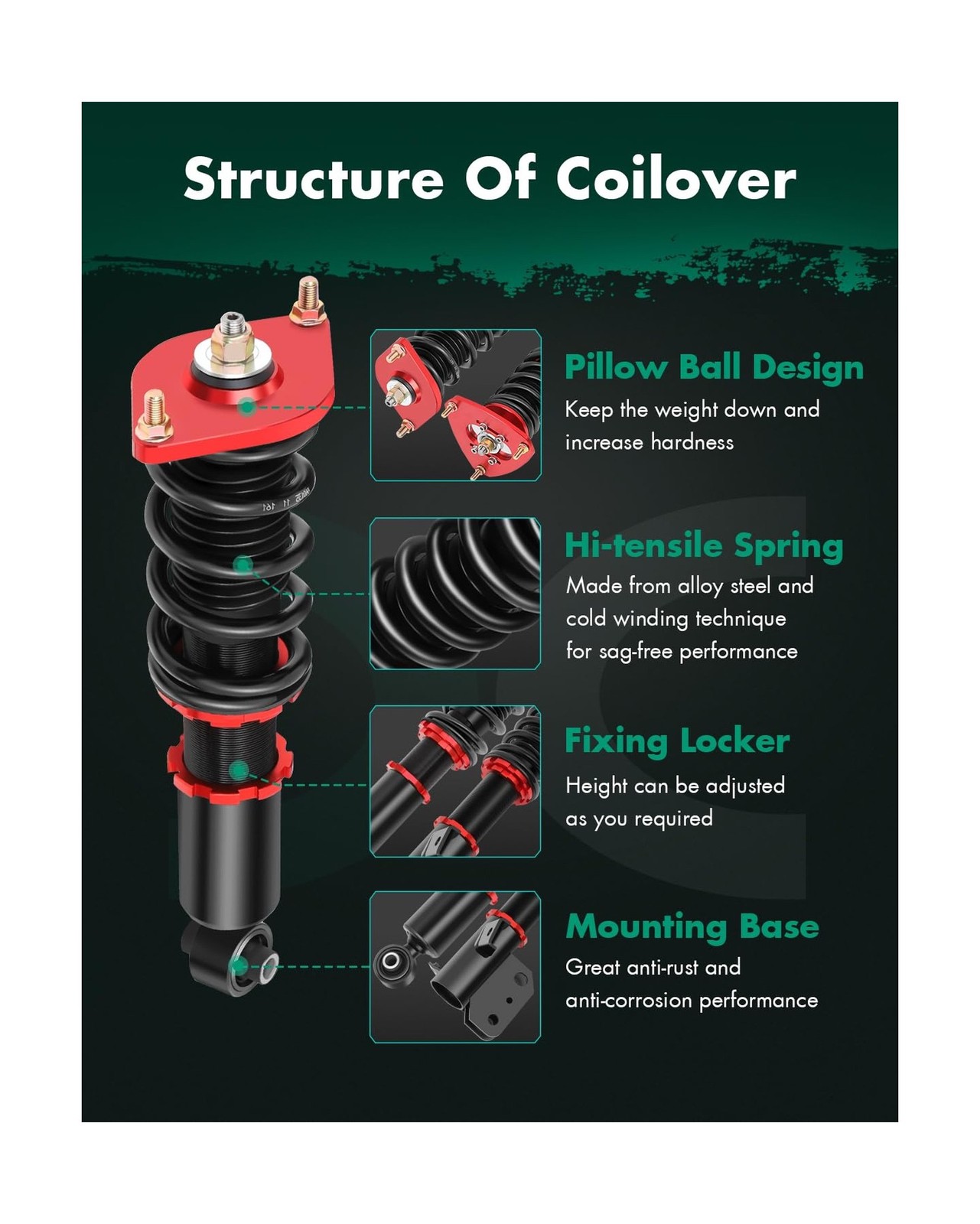 SCITOO Coilover Suspensions Shock Struts Kits Assembly Shocks Struts fit 2013…