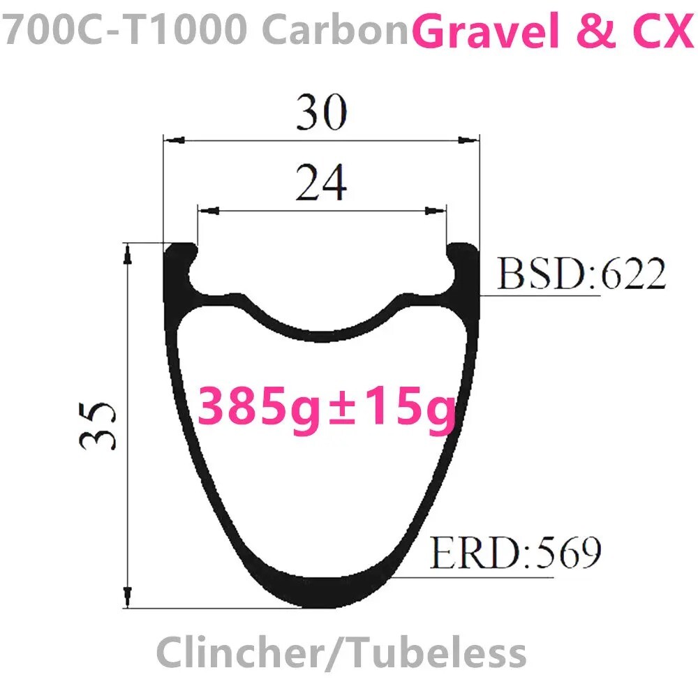 700C Super Light Carbon Rims 30mm Wide Symmetric 30mm-50mm Depth Disc Brake