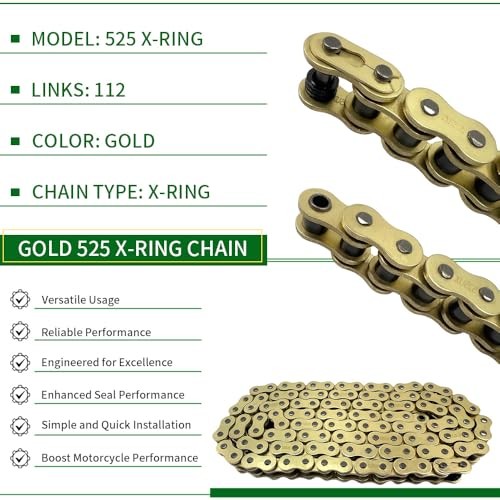 Gold 525 X-Ring Chain2 Links Motorcycle Chain with Connecting 112 links 1