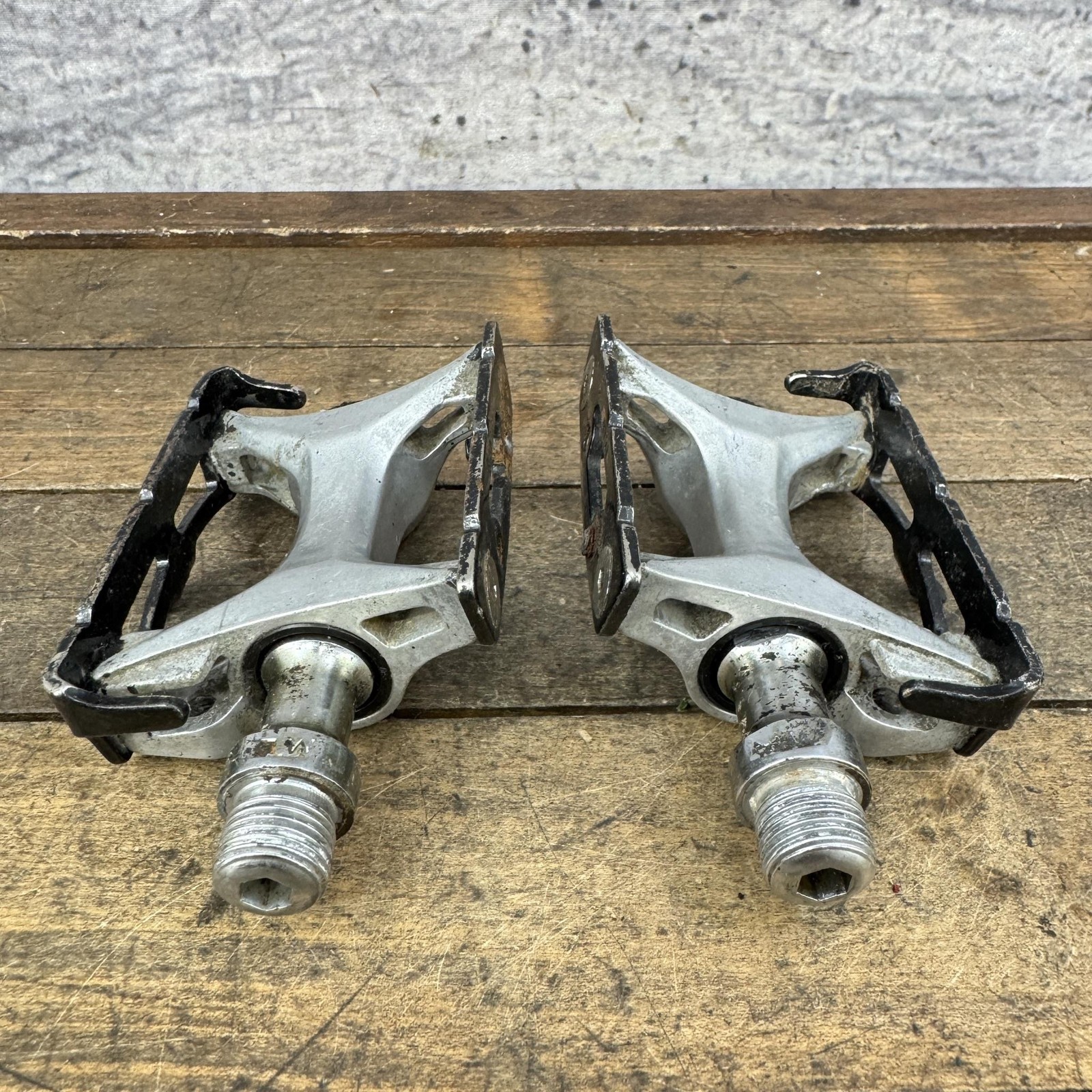Vintage Suntour Cyclone Pedals 9/16 In Road Bike Platform Japan Silver 80s