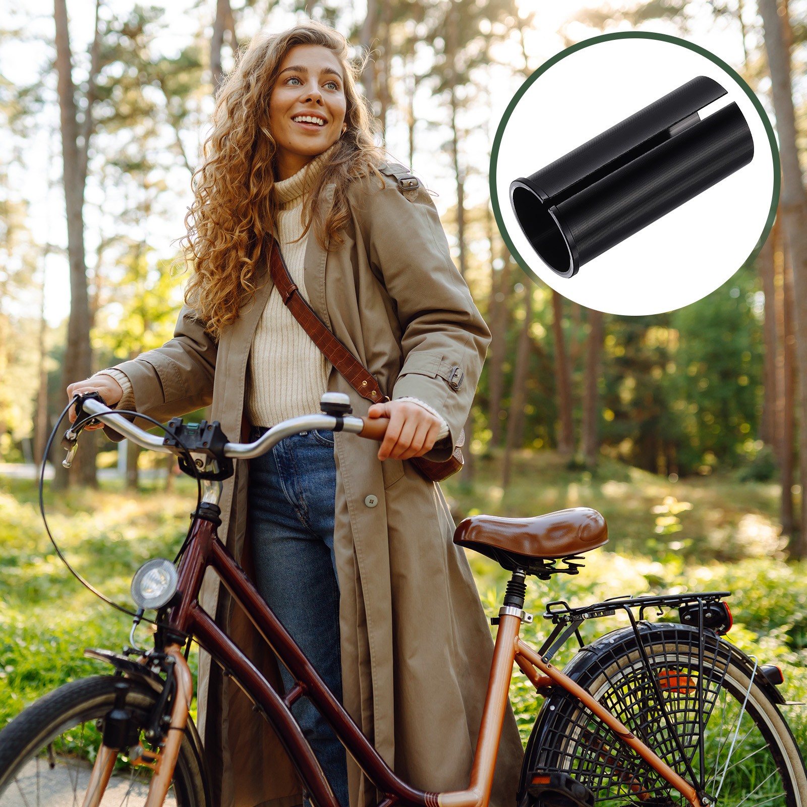 Bicycle Seat Post Adapter Shim 27.2 to 30.8 mm & Alloy & Black for Road Bike